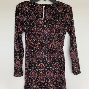 Free People Black Pattern Mini Dress